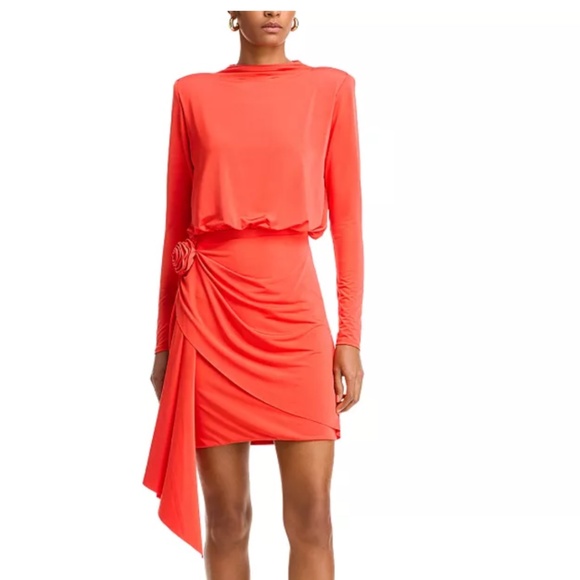 AQUA Drape Front Mini Dress NWT – Red - Picture 1 of 6